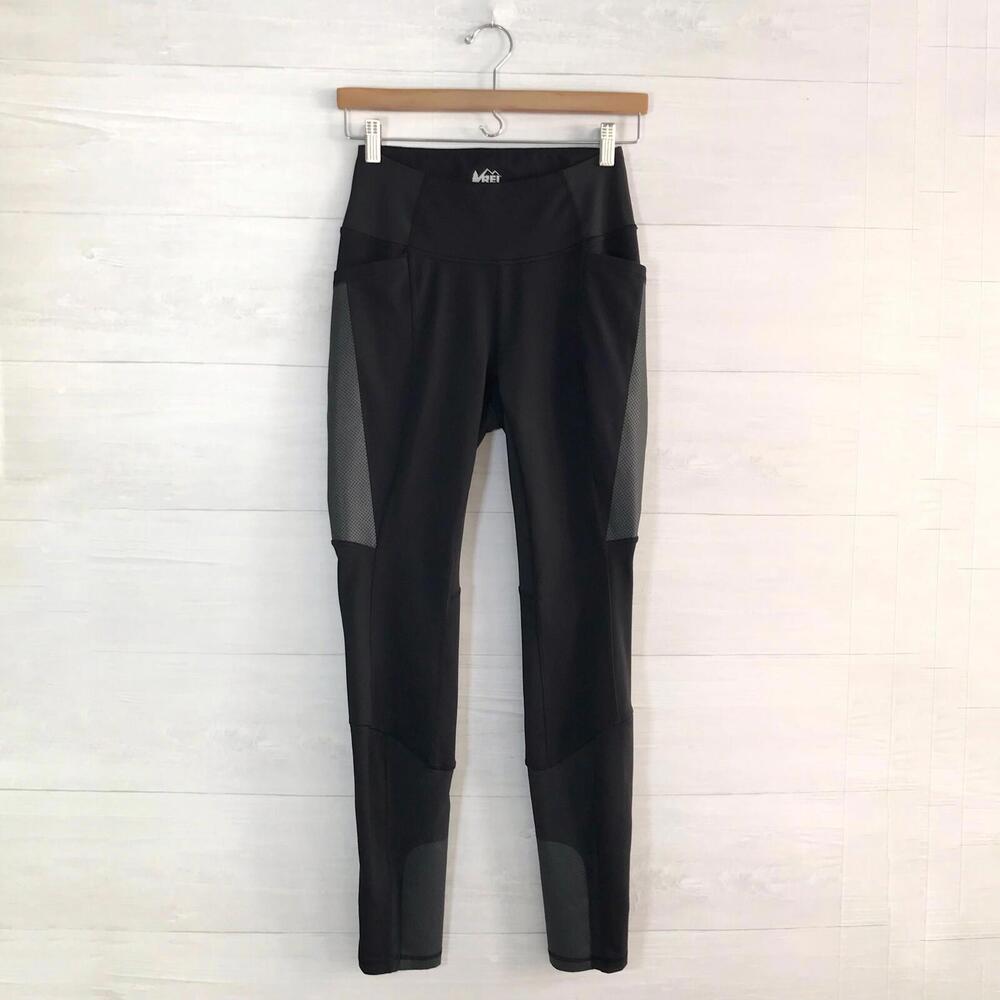 REI Co-op - Black Screeline Hiking running leggings, side pockets, sz S